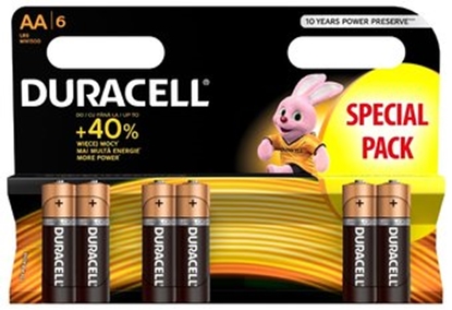 Attēls no AA (LR6) baterijas 1.5V Duracell BASIC sērija Alkaline MN1500 iepakojumā 6 gb.