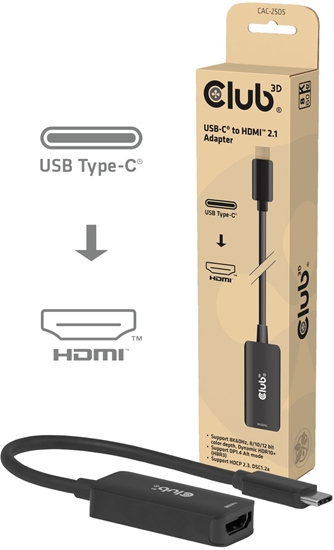 Picture of Adapter USB Club 3D CAC-2505 USB-C - HDMI Czarny  (CAC-2505)
