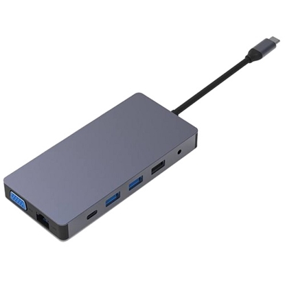 Picture of Adapter USB Type-C - 2x HDMI, VGA, LAN, 3x USB Type-A, SD, TF, USB Type-C PD100W, Aux