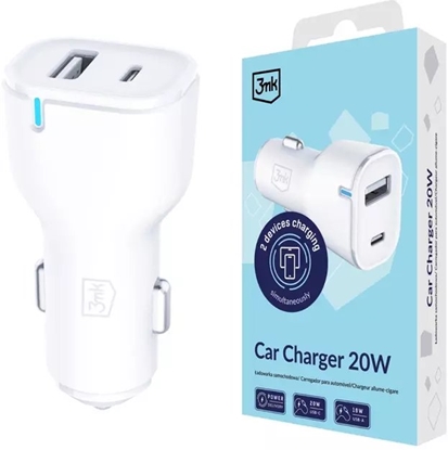 Attēls no adowarka 3MK Accessories - 3mk Car Charger 20W PD3.0 QC 3.0 USB 1A1C White MM