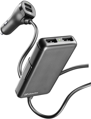 Attēls no adowarka adowarka samochodowa Cellularline s 4 x USB, 7.2 A, czarny