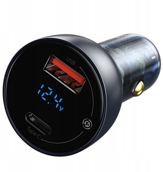 Picture of adowarka Baseus adowarka samochodowa Baseus Particular 65W USB-A USB-C QC PPS z wywielaczem cyfrowym - ciemnoszara