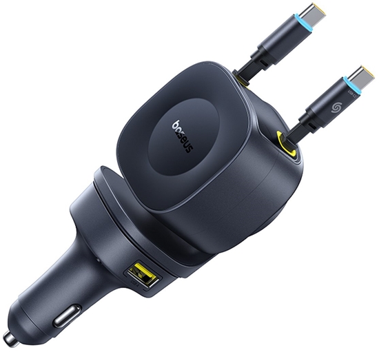 Picture of adowarka Baseus adowarka samochodowa USB-C USB-A ze zwijanymi kablami USB-C 60W - czarna adowarka samochodowa USB-C USB-A ze zwijanymi kablami USB-C 60W - czarna