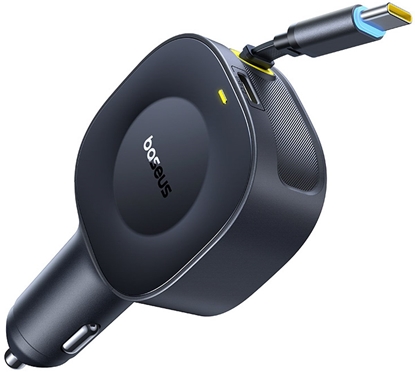 Attēls no adowarka Baseus adowarka samochodowa USB-C ze zwijanym kablem USB-C 30W - czarna adowarka samochodowa USB-C ze zwijanym kablem USB-C 30W - czarna