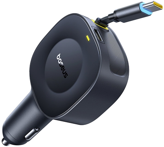 Picture of adowarka Baseus adowarka samochodowa USB-C ze zwijanym kablem USB-C 30W - czarna adowarka samochodowa USB-C ze zwijanym kablem USB-C 30W - czarna