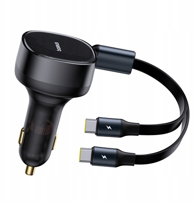 Attēls no adowarka Baseus Baseus Enjoyment Retractable 2-in-1 Car Charger C+C 33W Cluster Black