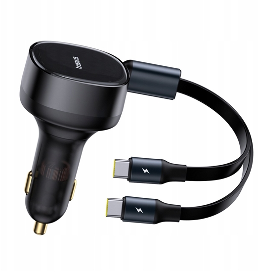Picture of adowarka Baseus Baseus Enjoyment Retractable 2-in-1 Car Charger C+C 33W Cluster Black