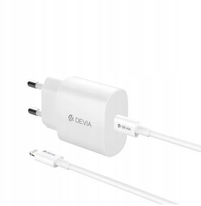 Attēls no adowarka Devia adowarka sieciowa Rocket PD 20W 1x USB-C biaa + kabel USB-C - Lightning