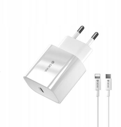 Attēls no adowarka Devia adowarka sieciowa Smart PD 20W 1x USB-C biaa + kabel Lightning - USB-C V2
