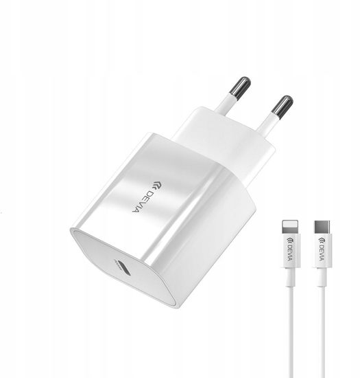 Picture of adowarka Devia adowarka sieciowa Smart PD 20W 1x USB-C biaa + kabel Lightning - USB-C V2