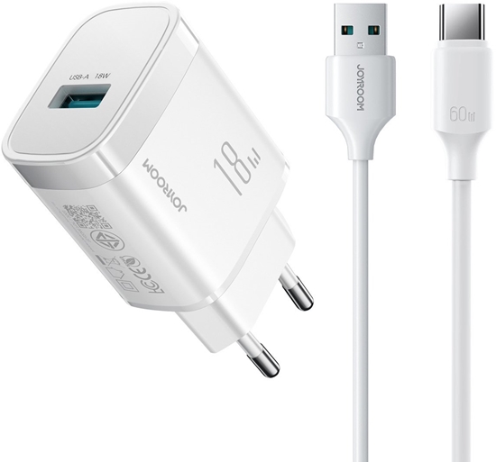 Изображение adowarka Joyroom adowarka sieciowa Joyroom JR-TF4 18W z kablem 3 A USB-A - USB-C 1m - biaa