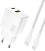 Изображение Dudao Dudao A26TCEU PD QC 25W GaN USB-A USB-C Wall Charger with USB-C Cable White