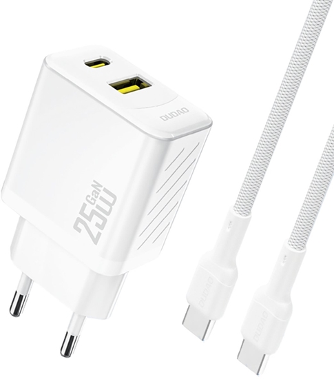 Изображение Dudao Dudao A26TCEU PD QC 25W GaN USB-A USB-C Wall Charger with USB-C Cable White