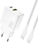Изображение Dudao Dudao A26TCEU PD QC 25W GaN USB-A USB-C Wall Charger with USB-C Cable White