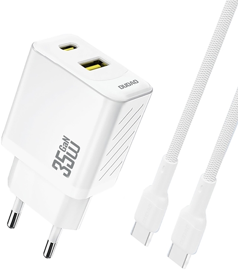 Picture of adowarka sieciowa USB-A USB-C z kablem USB-C PD QC 35W - biaa adowarka sieciowa USB-A USB-C z kablem USB-C PD QC 35W - biaa