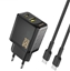 Picture of adowarka sieciowa USB-A USB-C z kablem USB-C PD QC 35W - czarna adowarka sieciowa USB-A USB-C z kablem USB-C PD QC 35W - czarna