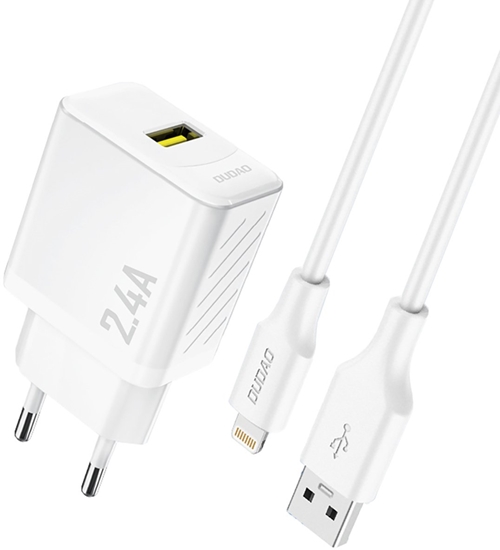 Picture of adowarka sieciowa USB-A z kablem USB-A - iPhone Lightning 2.4A GaN EU - biaa adowarka sieciowa USB-A z kablem USB-A - iPhone Lightning 2.4A GaN EU - biaa