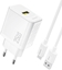 Picture of adowarka sieciowa USB-A z kablem USB-A - USB-C GaN 25W - biaa adowarka sieciowa USB-A z kablem USB-A - USB-C GaN 25W - biaa