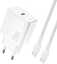 Изображение adowarka sieciowa USB-C z kablem USB-C GaN PD 25W - biaa adowarka sieciowa USB-C z kablem USB-C GaN PD 25W - biaa