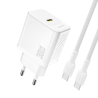 Attēls no adowarka sieciowa USB-C z kablem USB-C GaN PD 30W - biaa adowarka sieciowa USB-C z kablem USB-C GaN PD 30W - biaa