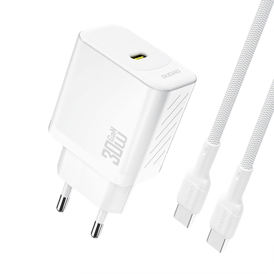 Изображение adowarka sieciowa USB-C z kablem USB-C GaN PD 30W - biaa adowarka sieciowa USB-C z kablem USB-C GaN PD 30W - biaa
