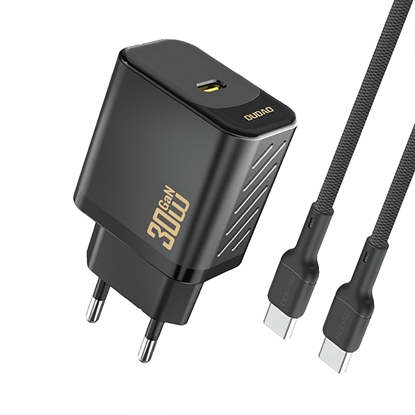 Attēls no adowarka sieciowa USB-C z kablem USB-C GaN PD 30W - czarna adowarka sieciowa USB-C z kablem USB-C GaN PD 30W - czarna