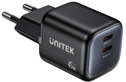 Attēls no adowarka Unitek UNITEK ADOW. SIECIOWA 2X GAN 45W, 2XUSB-C PD 3.0, QC, CZARNA