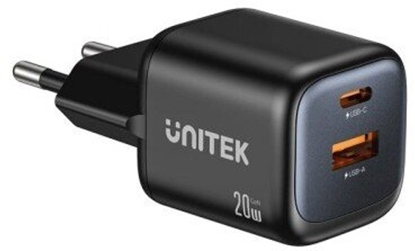 Attēls no adowarka Unitek UNITEK ADOWARKA SIECIOWA 2X GAN USB-C & USB-A 20W CZARNA