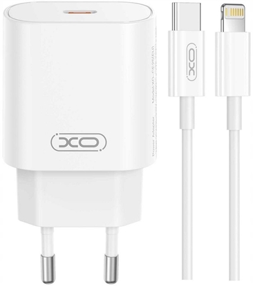 Attēls no adowarka XO adowarka sieciowa CE25 PD 25W 1x USB-C biaa + kabel USB-C - Lightning