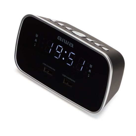 Picture of Aiwa CRU-19BK Alarm Clock Radio 2x USB