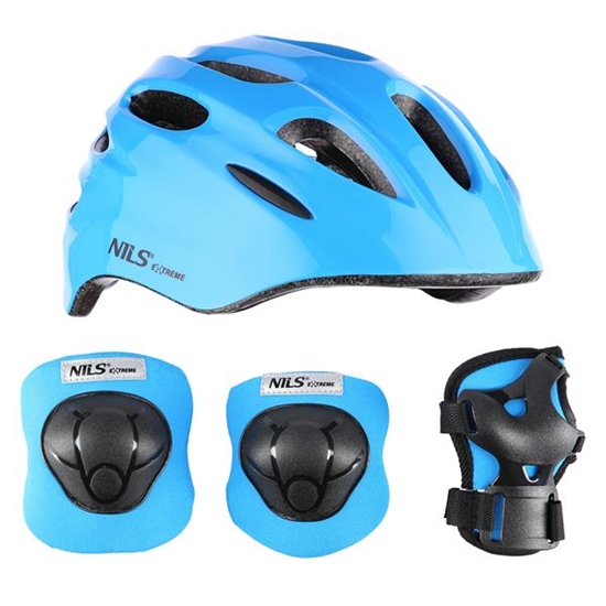 Изображение Aizsargķivere MTW01+H210 HELMET WITH PROTECTORS SET BLUE SIZE XS NILS EXTREME