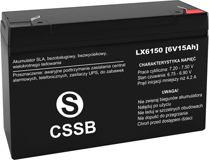 Attēls no Akumulator bezobsugowy AGM 6V 15Ah