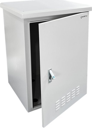 Attēls no Alantec Zewntrzna szafka rack wiszca 19" 12U 600x600, 4 belki none, 4 przepusty kablowe, kolor szary ALANTEC