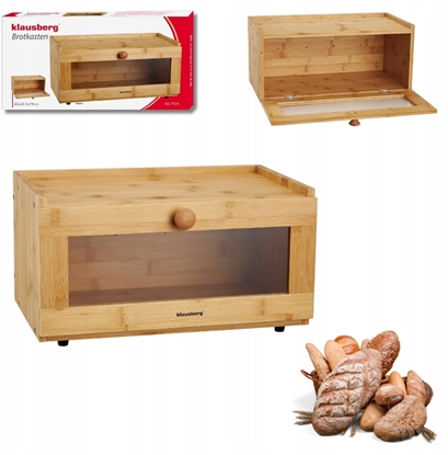 Attēls no Bamboo bread bin with acrylic front, 40 × 24.5 × 19 cm, Klausberg KB 7924