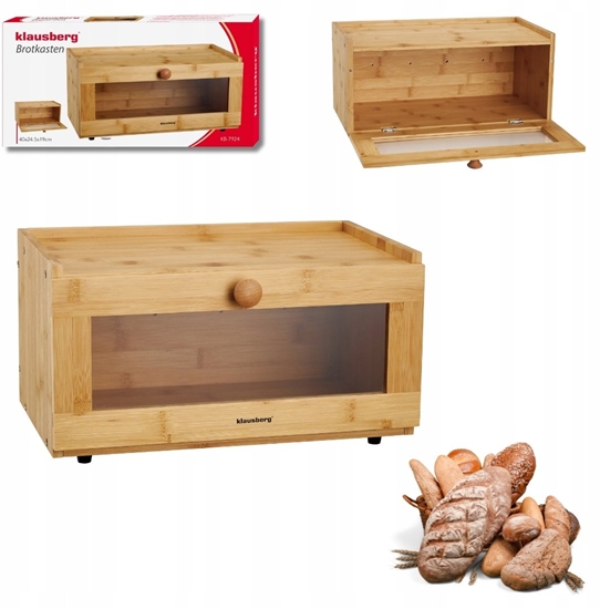 Picture of Bamboo bread bin with acrylic front, 40 × 24.5 × 19 cm, Klausberg KB 7924