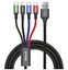 Picture of Baseus cable USB 4in1 Lightning / 2x USB Type C / micro USB cable in nylon braid 3.5A 1.2m black (CA1T4-B01) Black