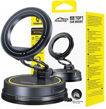 Attēls no Baseus PrimeTrip VC2 Flex Magnetyczny Uchwyt Samochodowy z Przyssawk Czarny