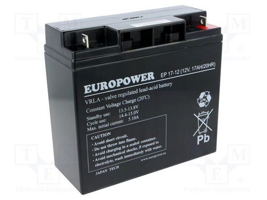 Picture of BATTERY 12V 17AH VRLA/EP17-12 EUROPOWER EMU