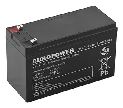 Attēls no BATTERY 12V 7.2AH VRLA/EP7.2-12 T2 EUROPOWER EMU