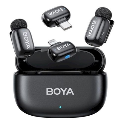 Picture of BOYA Mini 2-01 Lightning + USB-C Wireless Microphone Set (2xTX 2xRX) / 2.4GHz / 48kHz/24bit