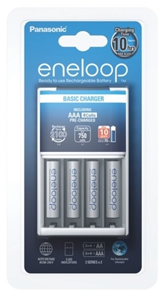 Attēls no Komplekts : Panasonic BQ-CC51 lādētājs + 4x Eneloop AAA 800 mAh akumulatori