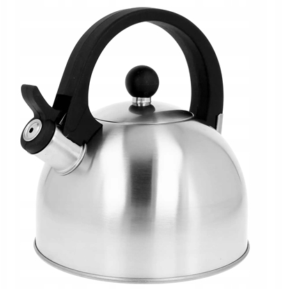 Attēls no Brunbeste Czajnik stalowy 2.5L Tradycyjny z gwizdkiem srebrny indukcja gaz BRUNBESTE BB-1325