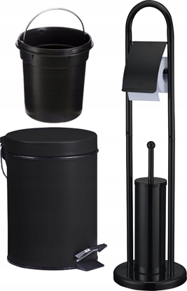 Attēls no Brunbeste Zestaw azienkowy szczotka do WC stojak na papier toaletowy kosz 3W1 czarny matowy BRUNBESTE BB-1138