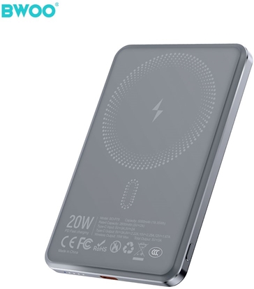 Picture of BWOO P79 ultracienki powerbank 5000mAh z adowaniem magnetycznym szary