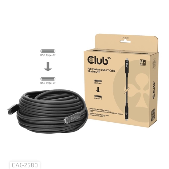 Изображение CABLE USB-C 15M/M/M CAC-2580 CLUB3D