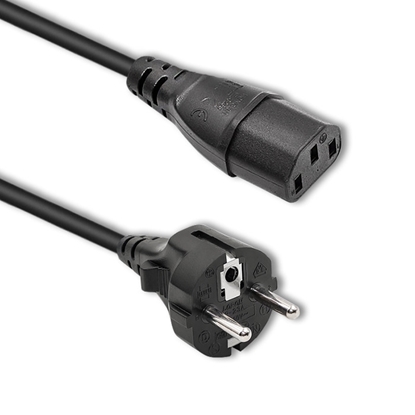 Attēls no Cable; CEE 7/7 (E/F) plug,IEC C13 female; 1.8m; black; 16A; 250V