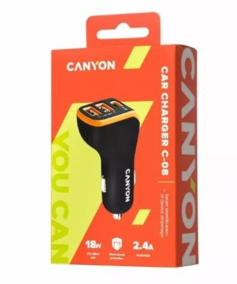 Attēls no Canyon Universal 3xUSB car adapter Input 12V-24V Output DC Black