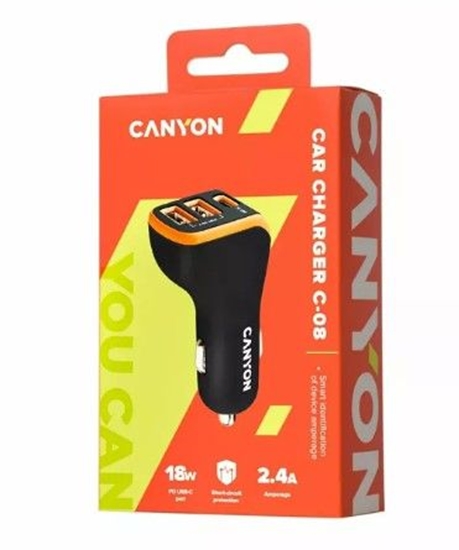 Picture of Canyon Universal 3xUSB car adapter Input 12V-24V Output DC Black