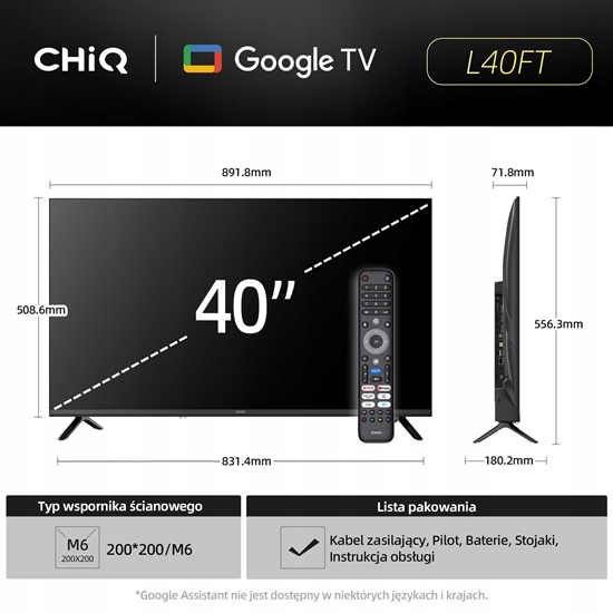 Picture of CHiQ L40FT TV 40", FHD, smart, Google TV, dbx-tv, Dolby Audio, Frameless