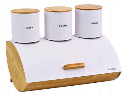 Attēls no Chlebak KRISBERG Chlebak + 3 pojemniki, zestaw, bambusowo-stalowy, KRISBERG COSMIC KS-2624 biay